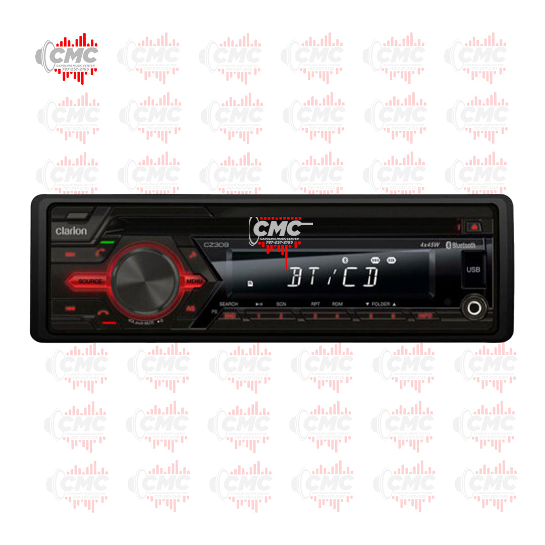 CLARION SINGLE DIN (CZ309) (BLUETOOTH) (COLOR ROJO)