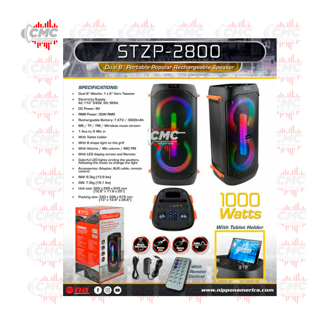 STUDIO Z BOCINA DOBLE 8” AMPLIFICADA (STZP-2800)