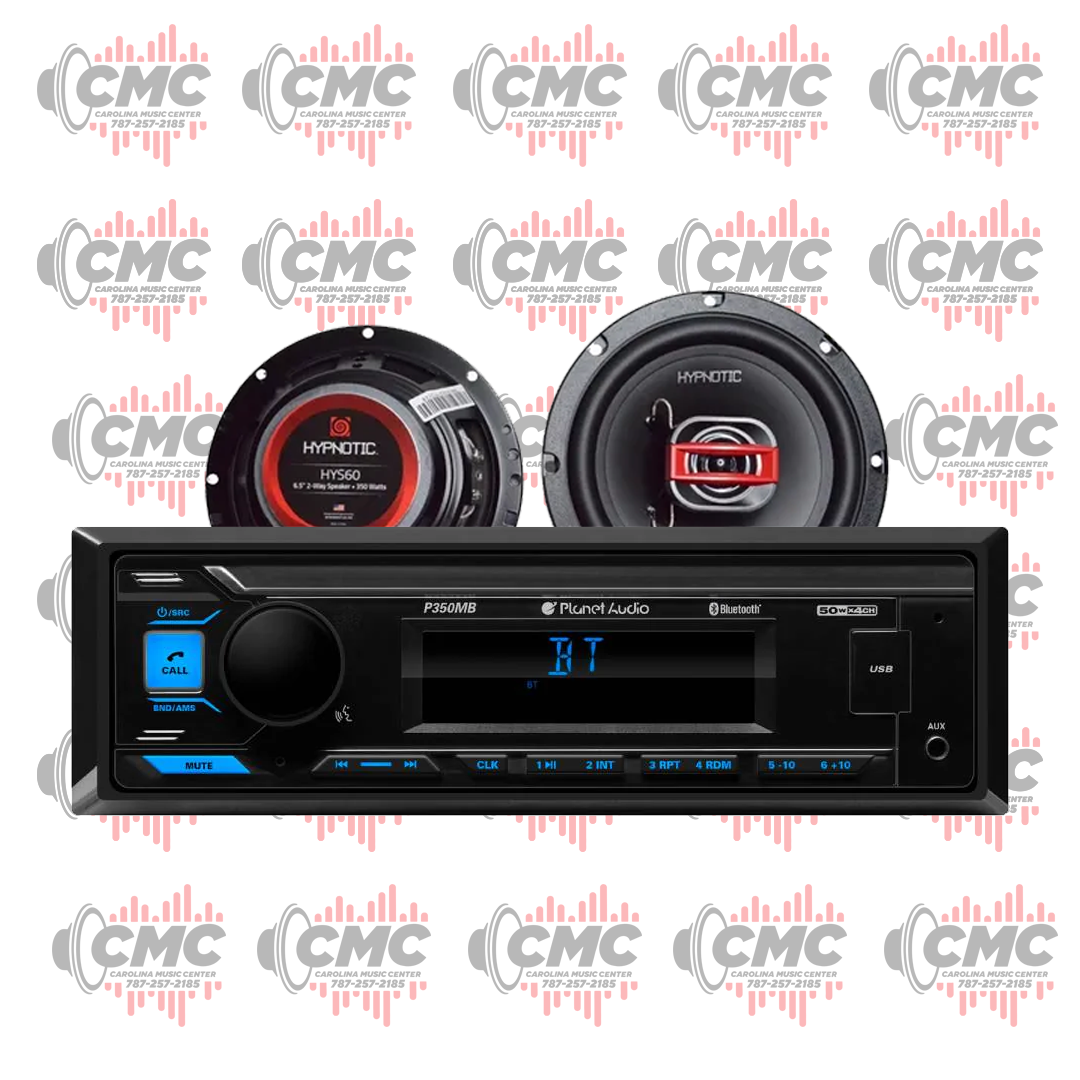 Combo Radio Planet Audio P350MB y (2 Pair) Bocinas Hypnotic HYS60G